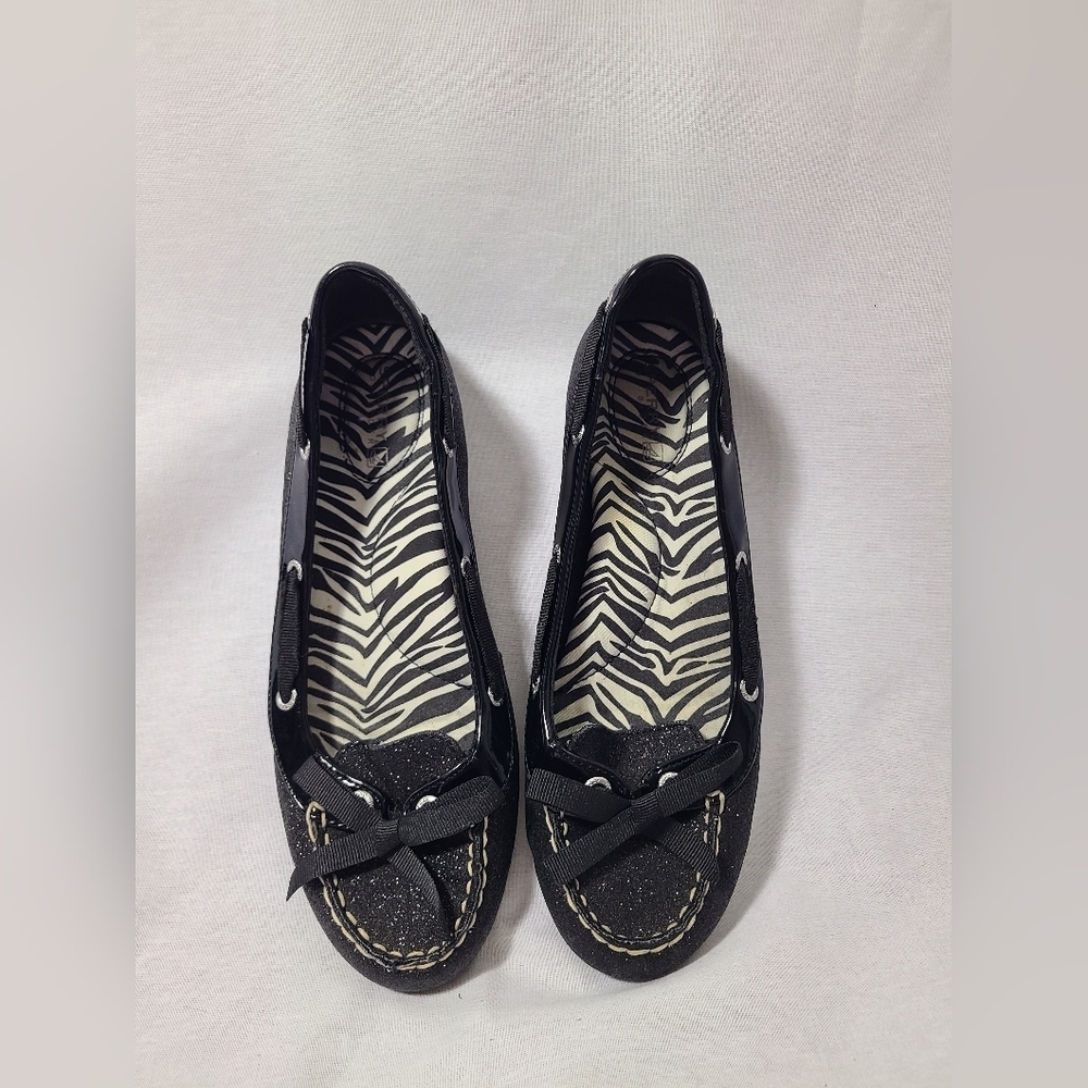 BLACK Glitter Sperry Flats Size 7